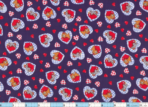 Baby Animals Calico Hearts 58" wide Fabric